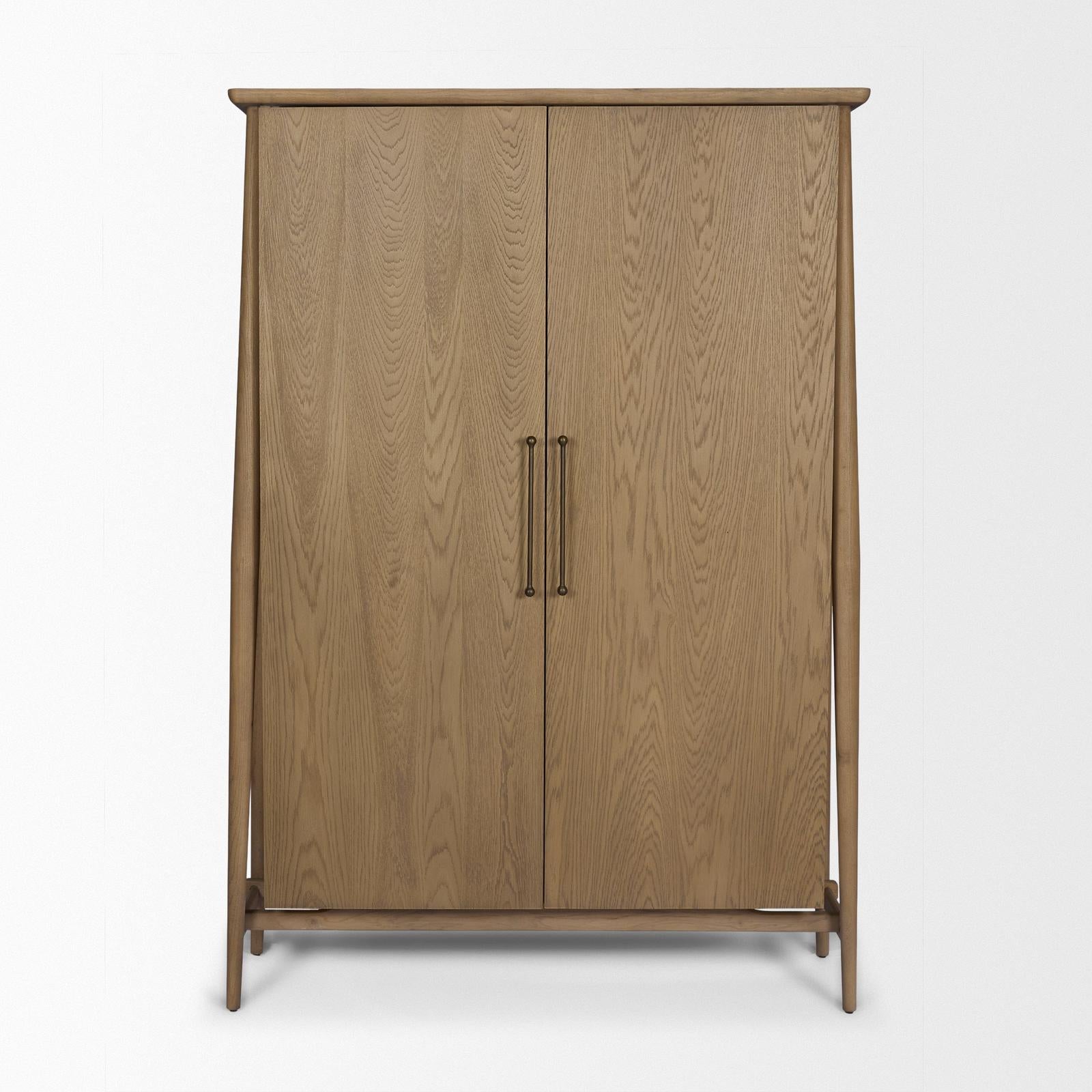 Mercana Hollis Gray-Brown Wood Curio Cabinet