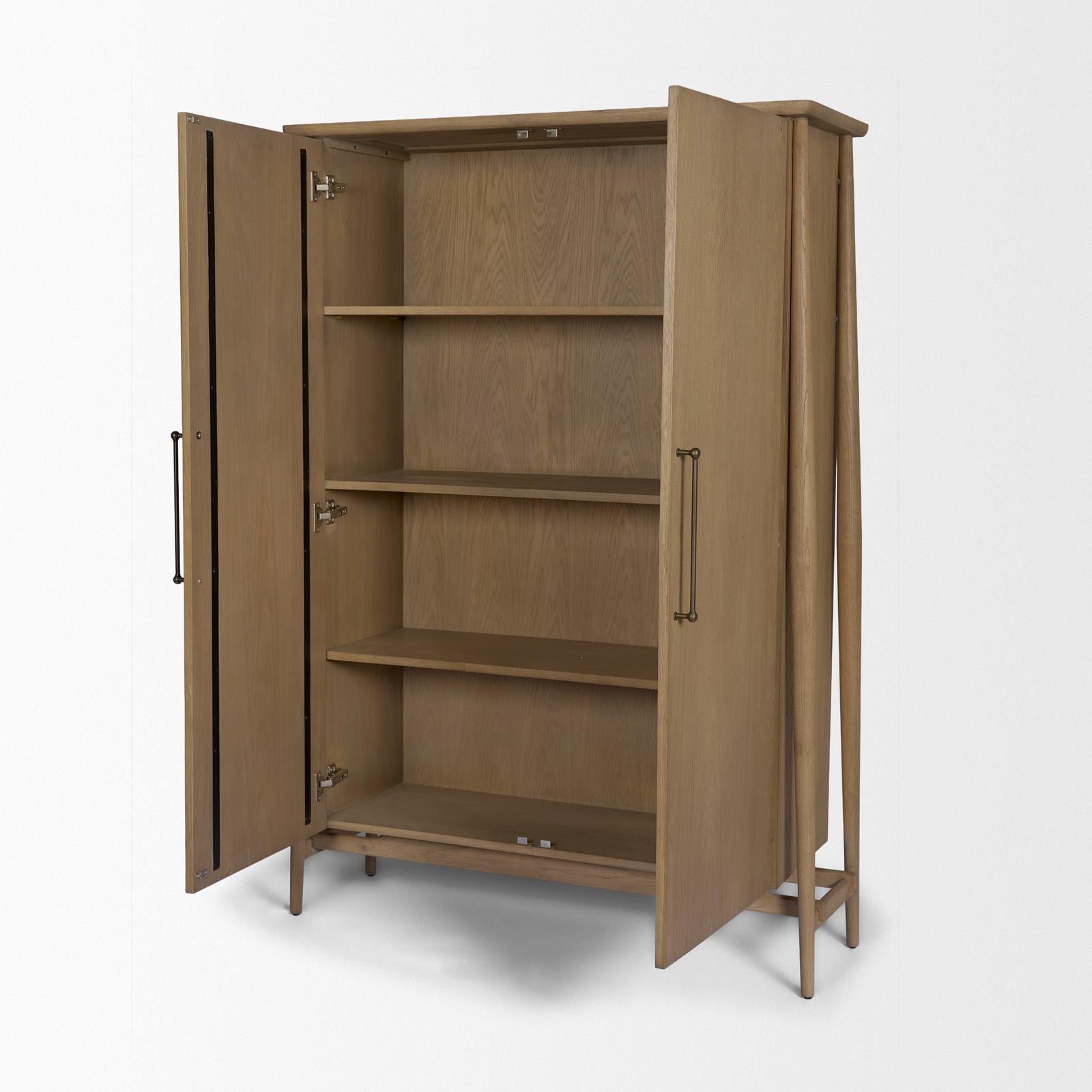 Mercana Hollis Gray-Brown Wood Curio Cabinet