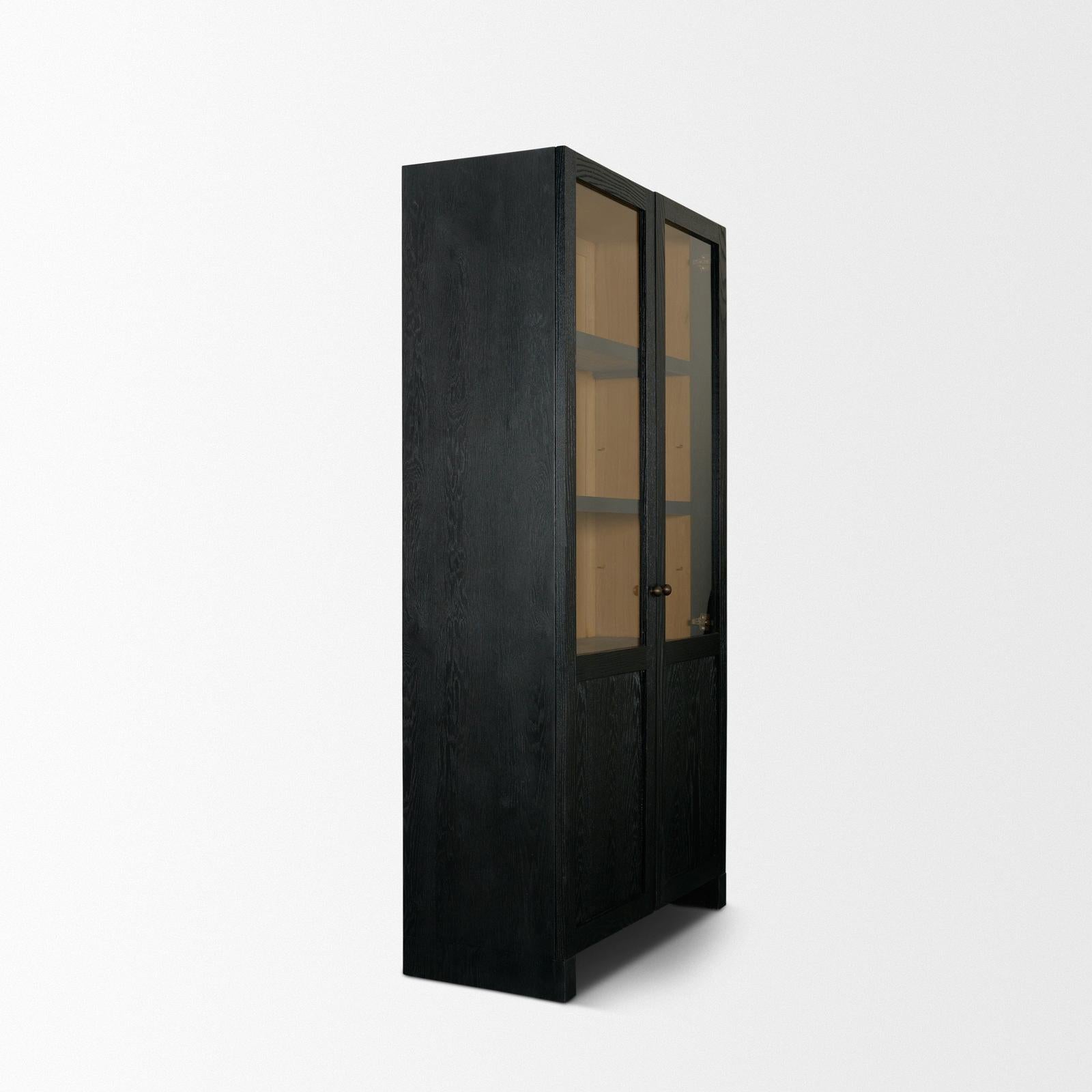 Mercana Henry Oak Wood w/ Glass Doors Curio Cabinet