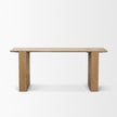 Mercana Milos Travertine Top Oak Wood Console Table