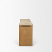 Mercana Milos Travertine Top Oak Wood Console Table