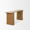 Mercana Milos Travertine Top Oak Wood Console Table