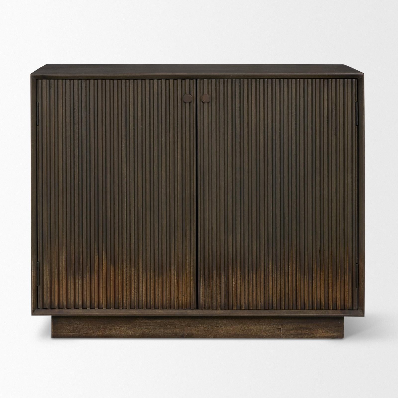 Mercana Cinder Distressed Reeded 2-Door Closed Accent Cabinet