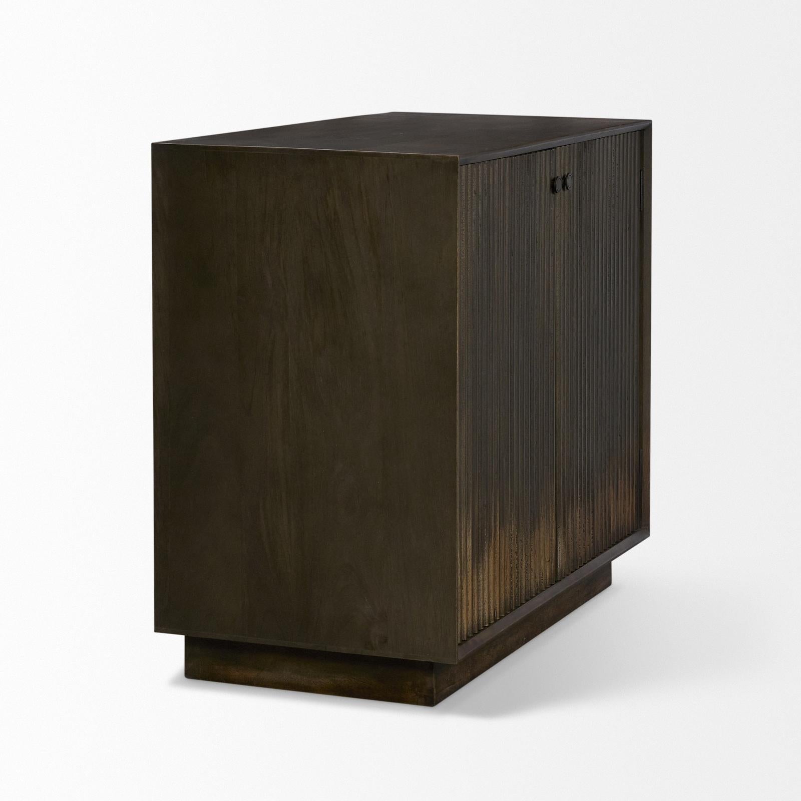 Mercana Cinder Distressed Reeded 2-Door Closed Accent Cabinet