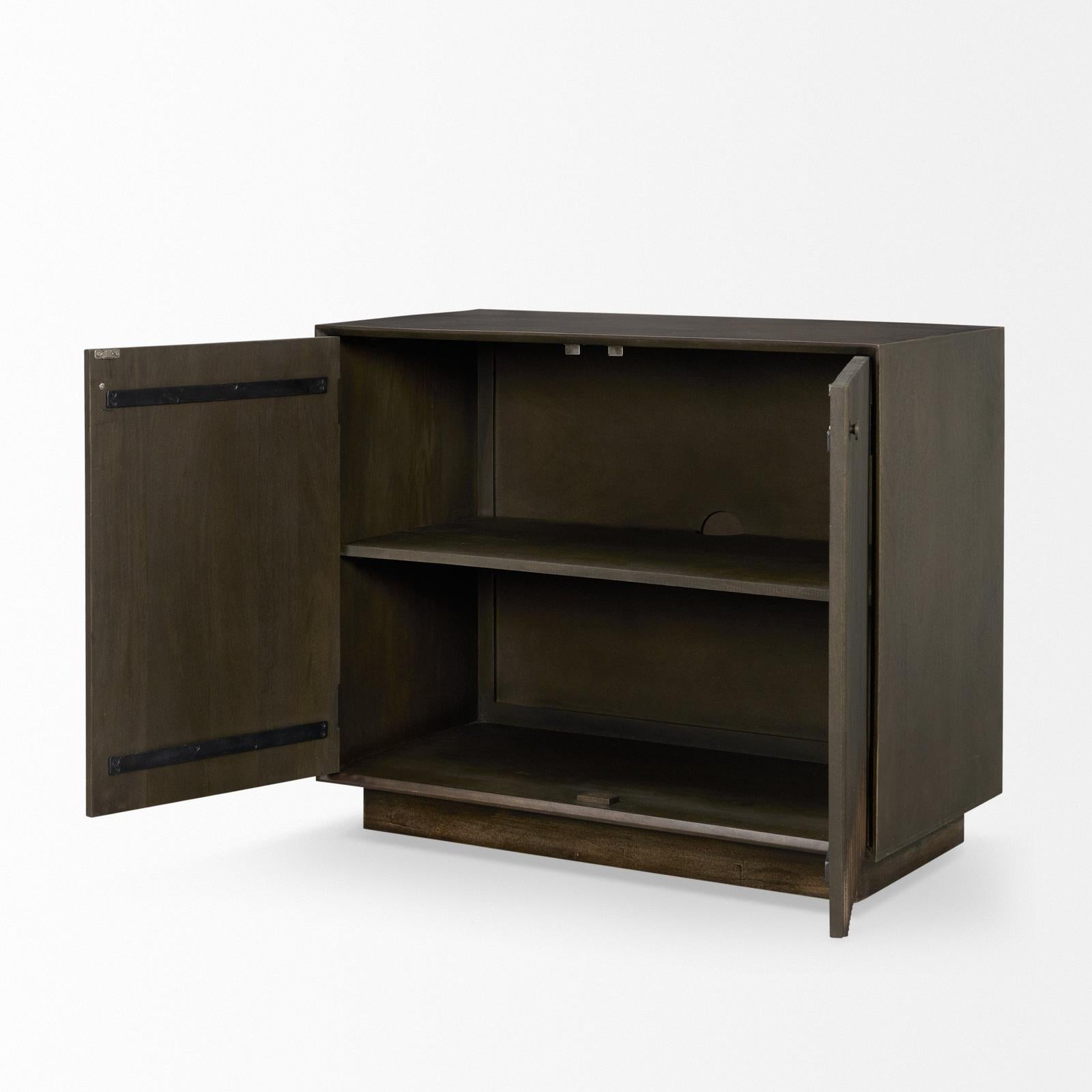Mercana Cinder Distressed Reeded 2-Door Closed Accent Cabinet