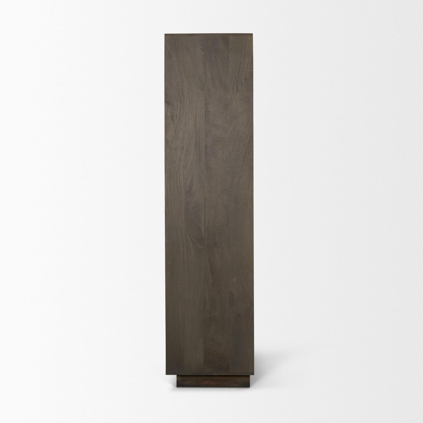 Mercana Cinder Distressed Wood Reeded 2-Door Closed Tall Cabinet