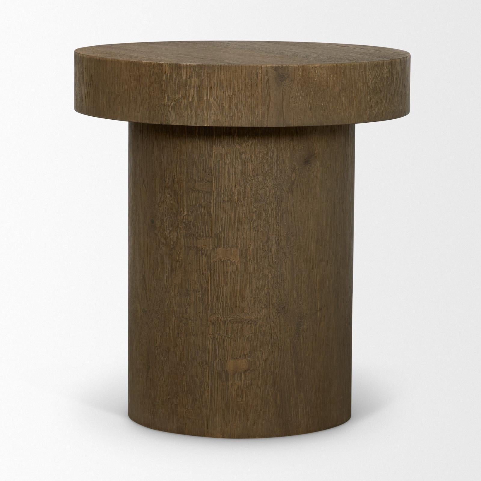 Mercana Lyonne Oak Wood Pedestal Side Tables