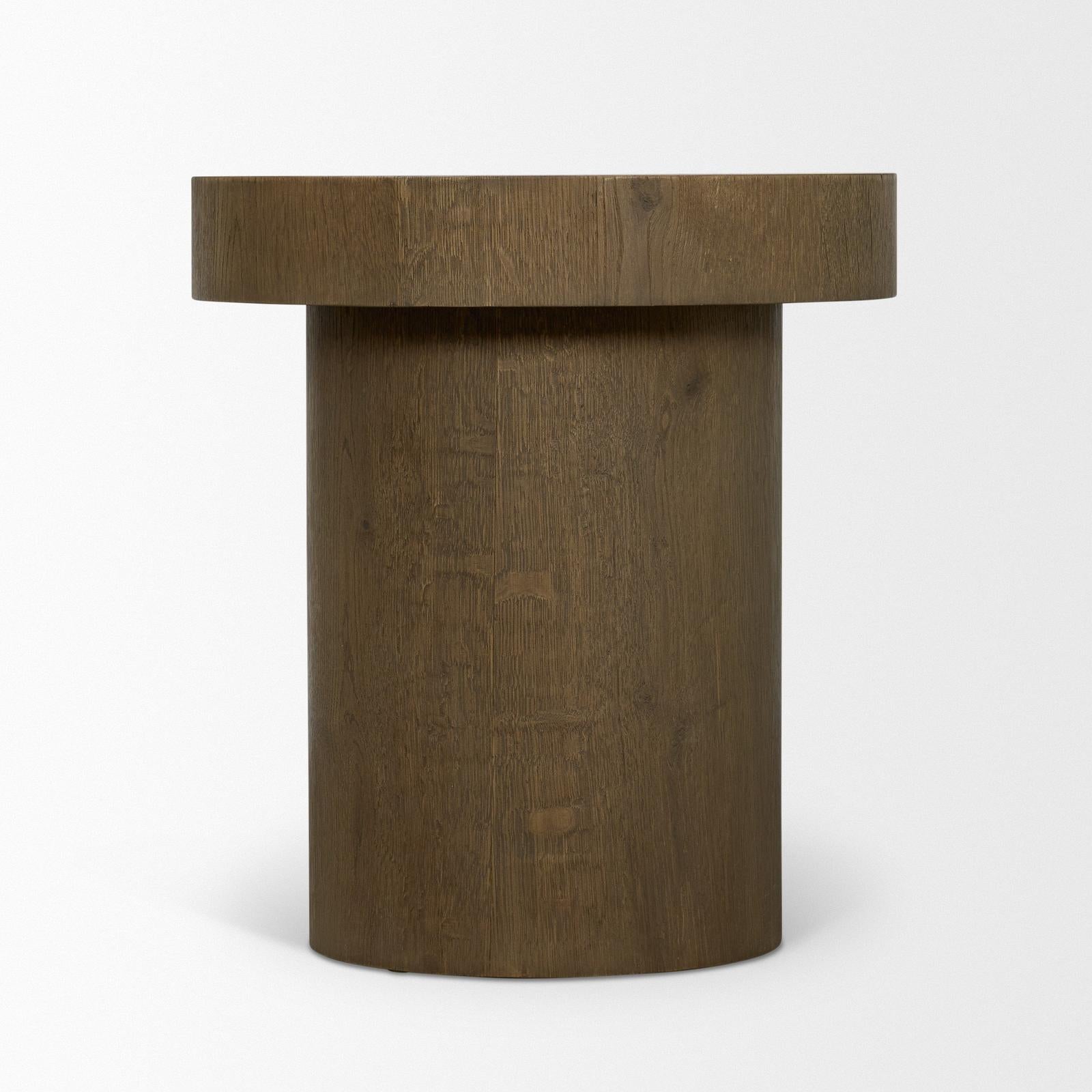 Mercana Lyonne Oak Wood Pedestal Side Tables