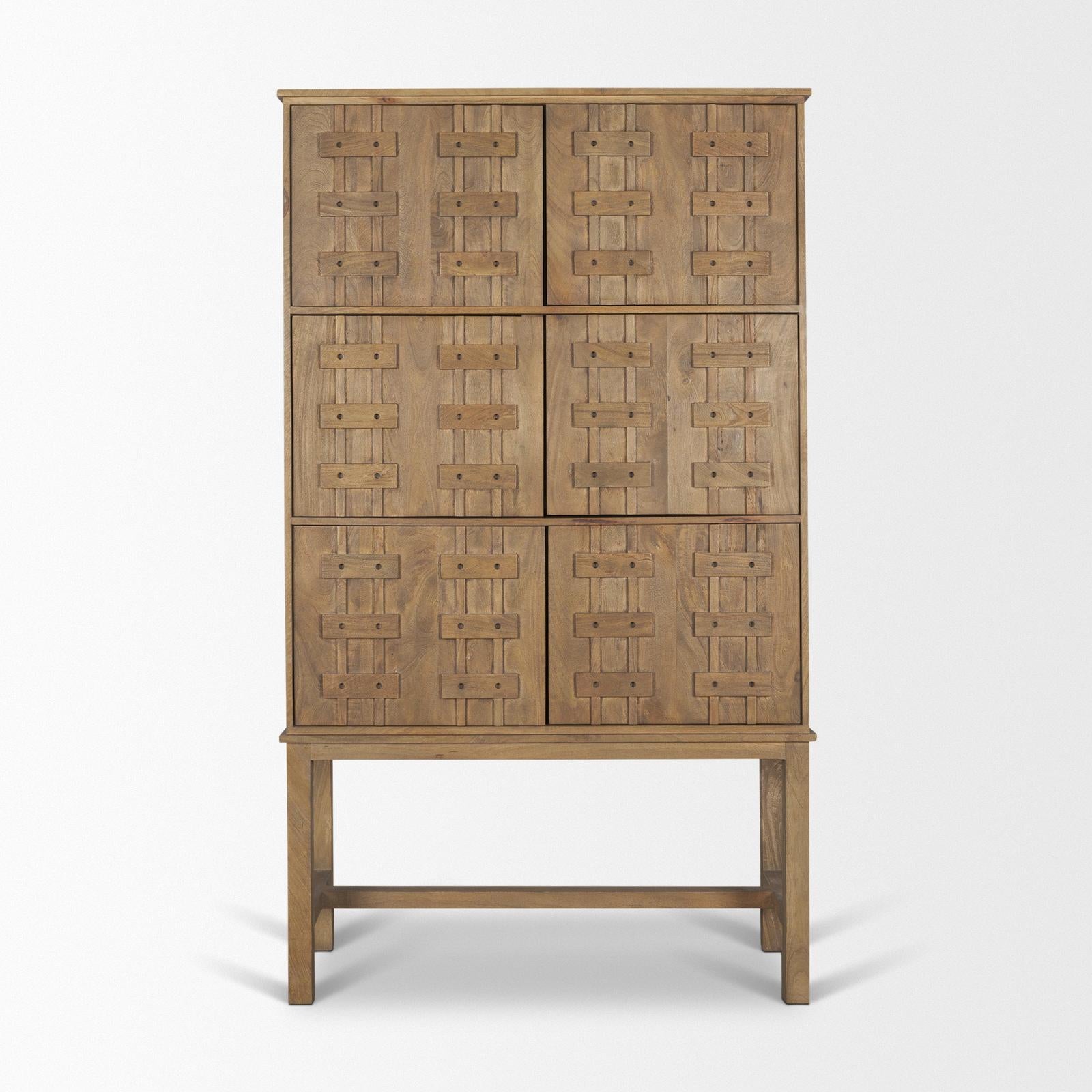 Mercana Truss Cool Brown Wood 6 Door Tall Cabinet