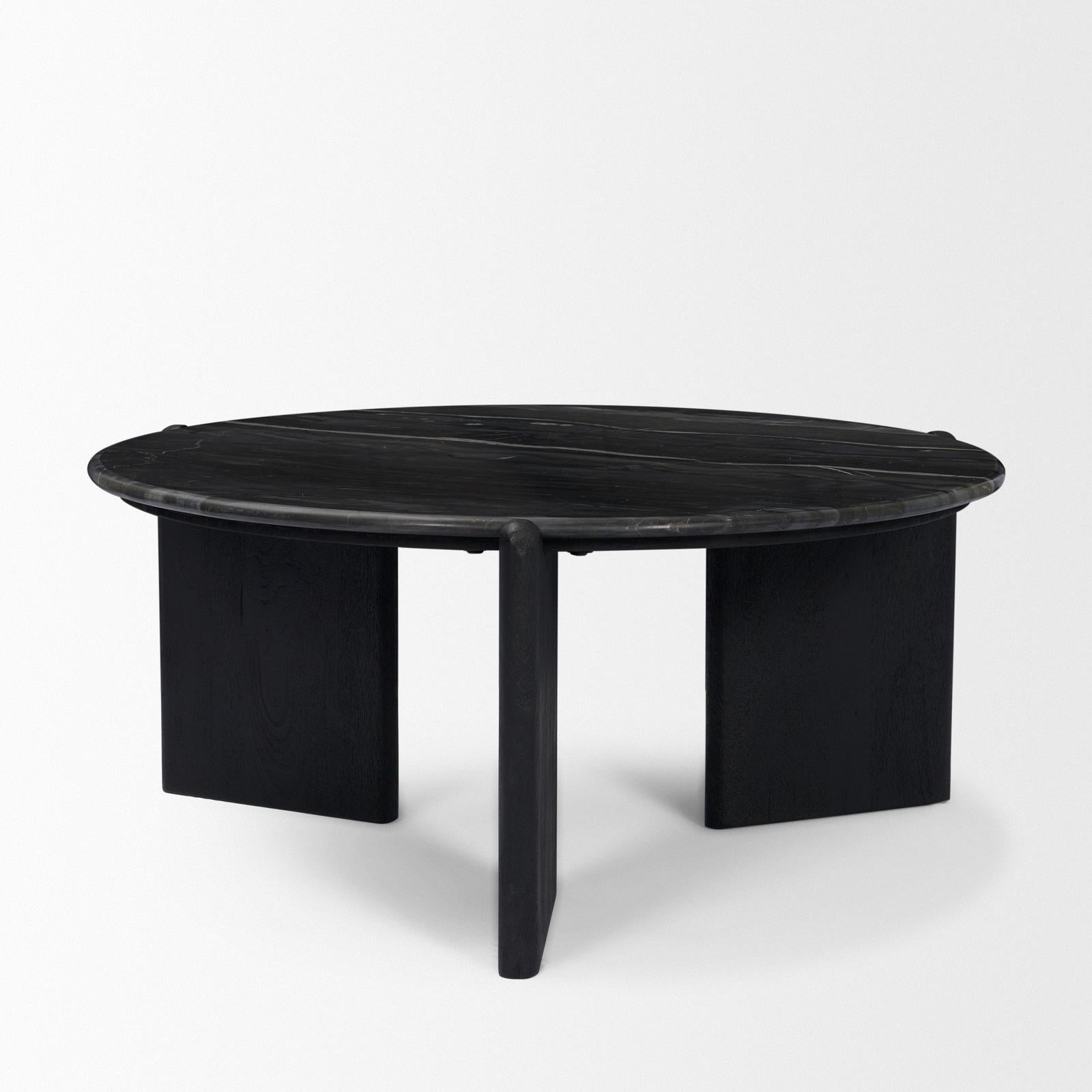 Mercana Rumer Black Wood w/ Black Marble Coffee Table
