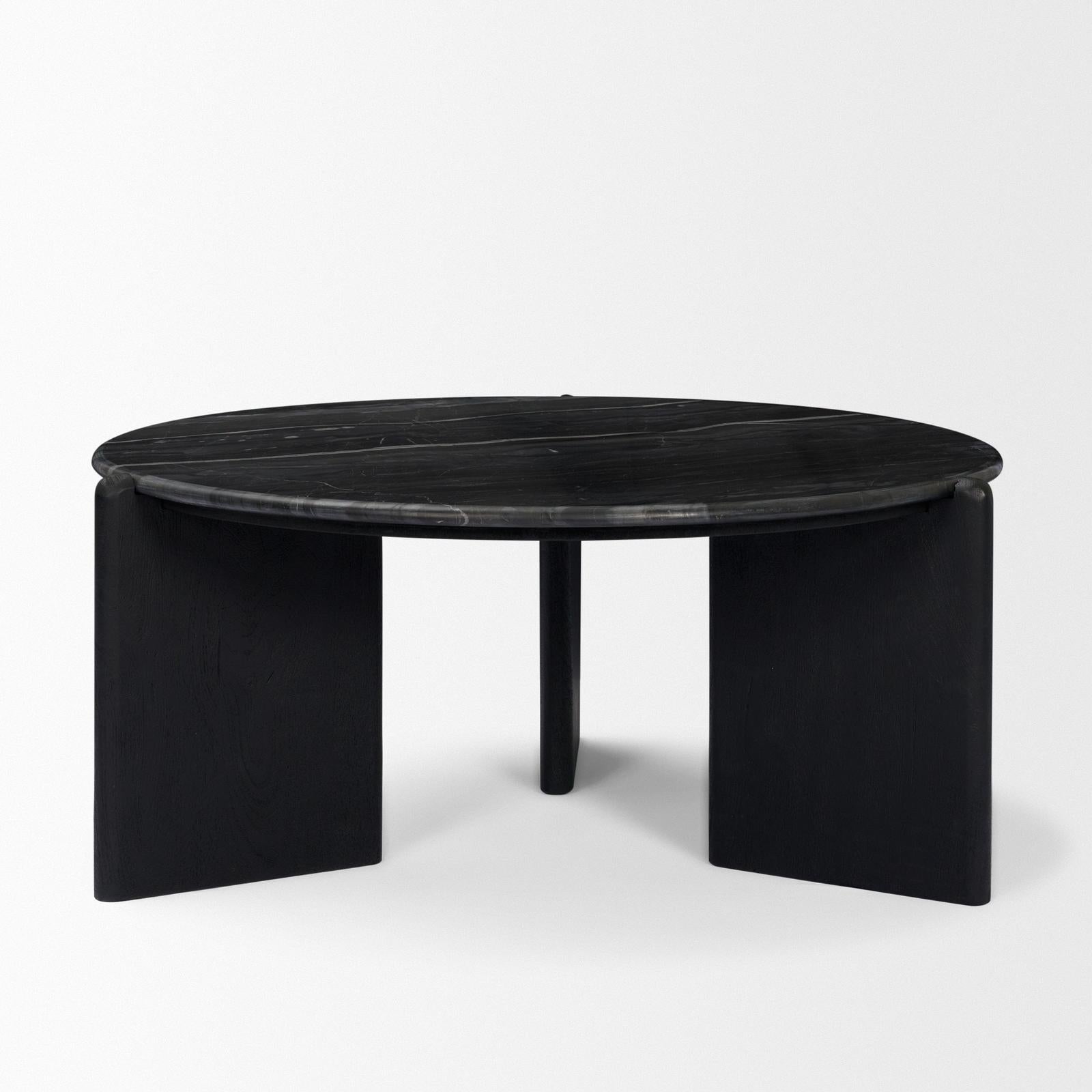 Mercana Rumer Black Wood w/ Black Marble Coffee Table