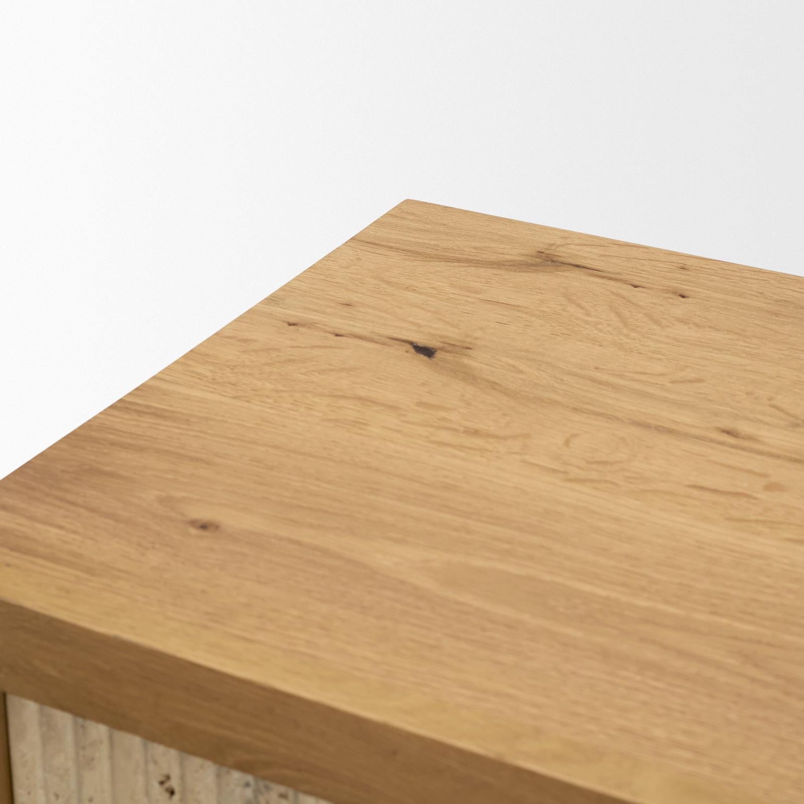 Mercana Travona Oak Wood w/ Travertine 6 Drawer Dresser