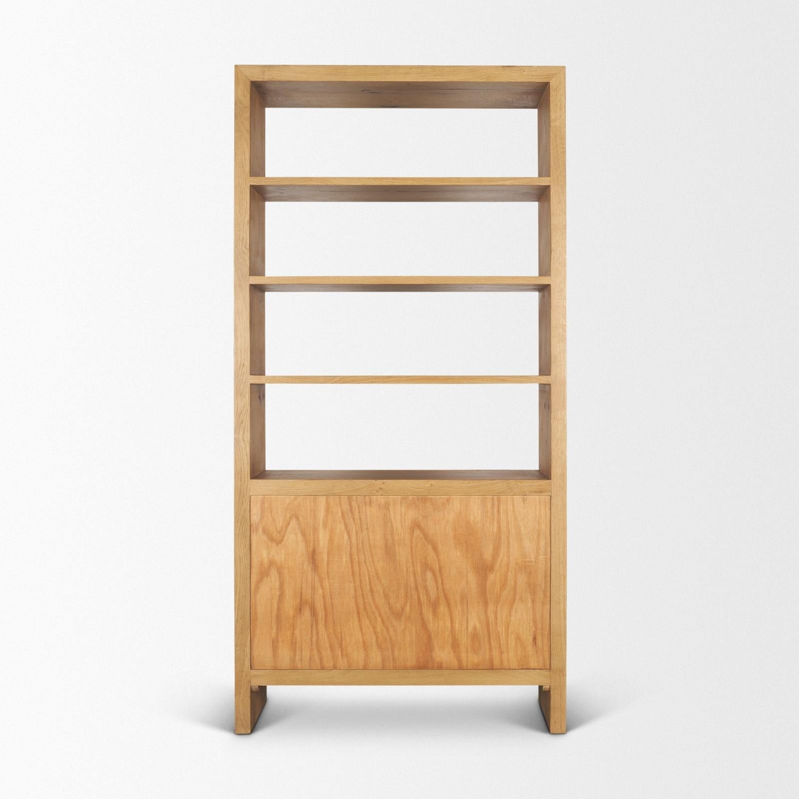 Mercana Belford 2-Door Open Light Brown Oak Wood Shelving Unit