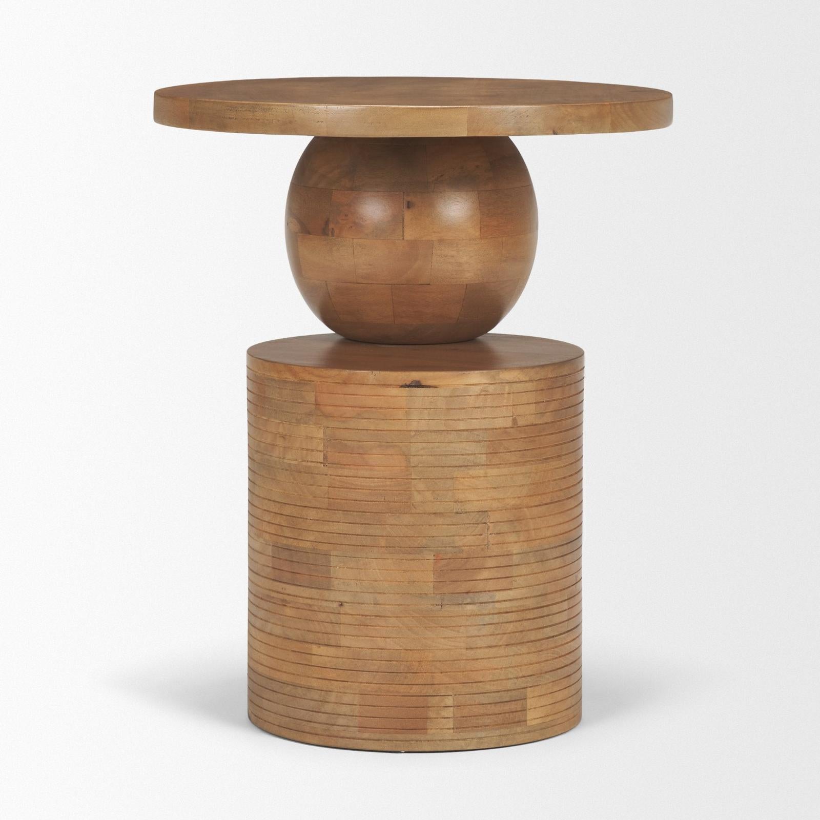 Mercana Stack Light Brown Wood Geometric Accent Table