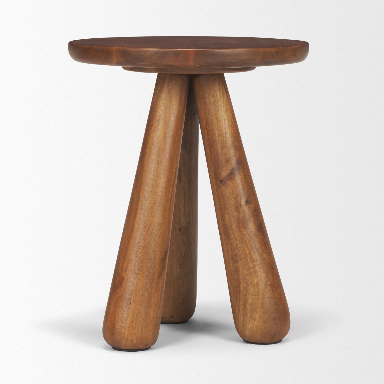 Mercana Mora Medium Brown Wood 3-Legged Accent Table
