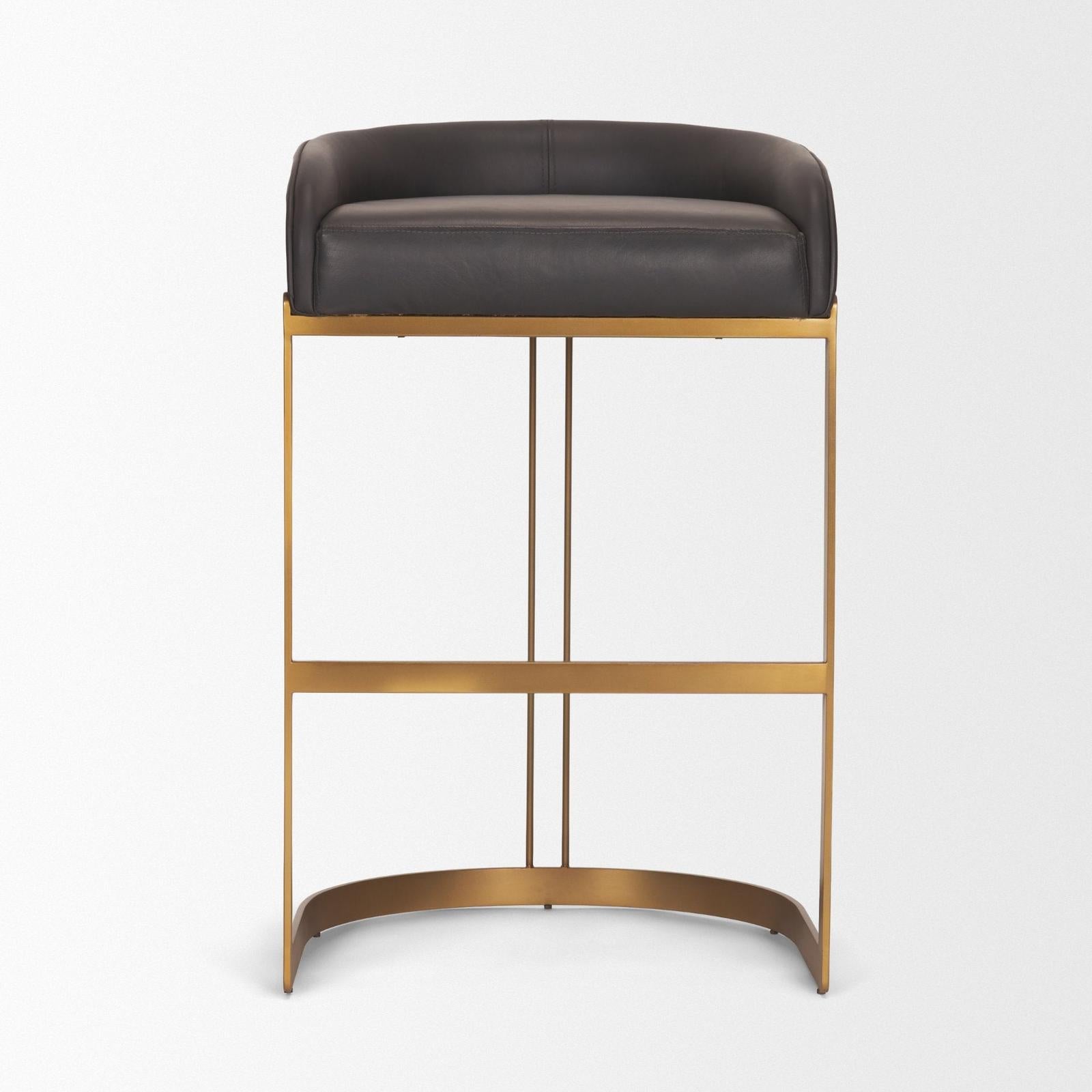 Mercana Hollyfield Leather Seat Gold Metal Base Bar Stool