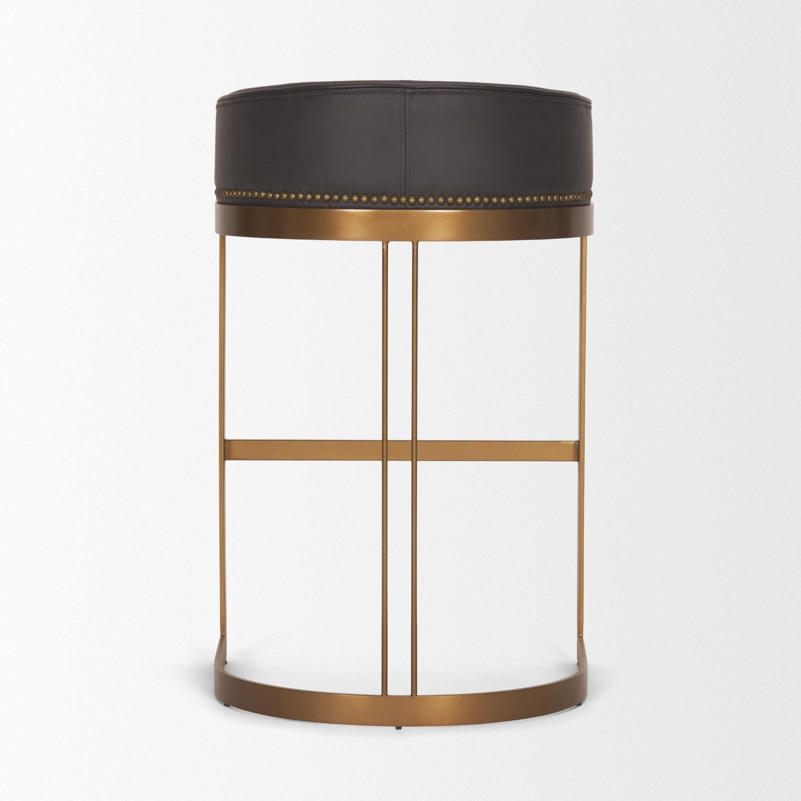 Mercana Hollyfield Leather Seat Gold Metal Base Bar Stool