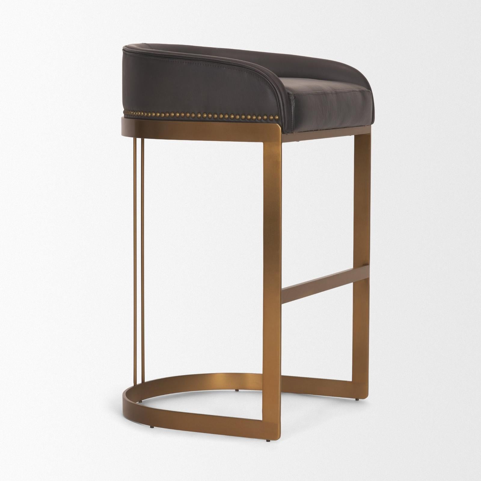 Mercana Hollyfield Leather Seat Gold Metal Base Bar Stool