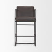 Mercana Stamford Charcoal-Brown Leather Seat w/ Wood Back Metal Counter Stool