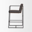 Mercana Stamford Charcoal-Brown Leather Seat w/ Wood Back Metal Counter Stool