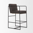 Mercana Stamford Charcoal-Brown Leather Seat w/ Wood Back Metal Counter Stool