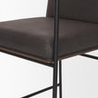 Mercana Stamford Charcoal-Brown Leather Seat w/ Wood Back Metal Counter Stool