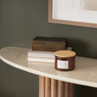 Mercana Marbrello Marble Top  Fluted Wood Half Moon Console Table