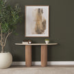 Mercana Marbrello Marble Top  Fluted Wood Half Moon Console Table