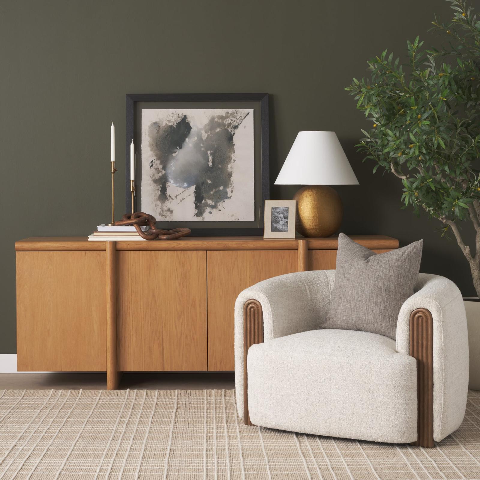 Mercana Kornelia Soft Oatmeal Fabric Barrel Accent Chair