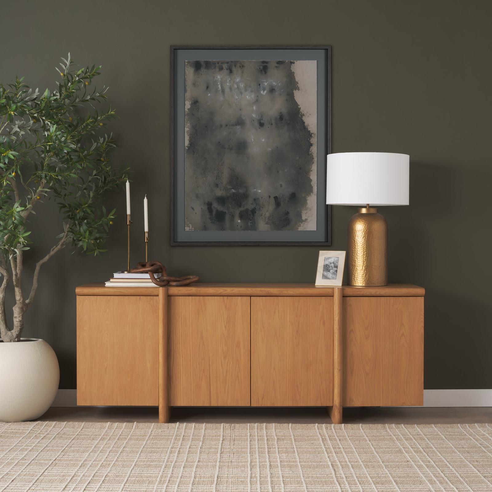 Mercana Rowan Oak Wood Closed 4 Door Sideboard