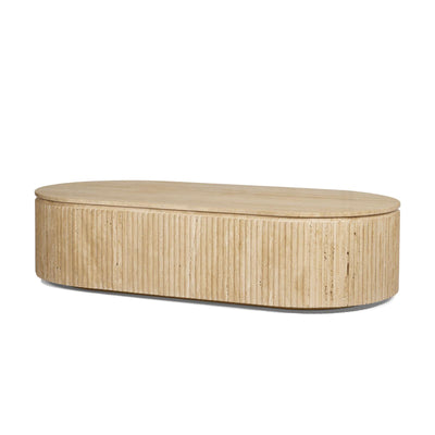 Mercana Elara Ribbed Oblong Travertine Coffee Table