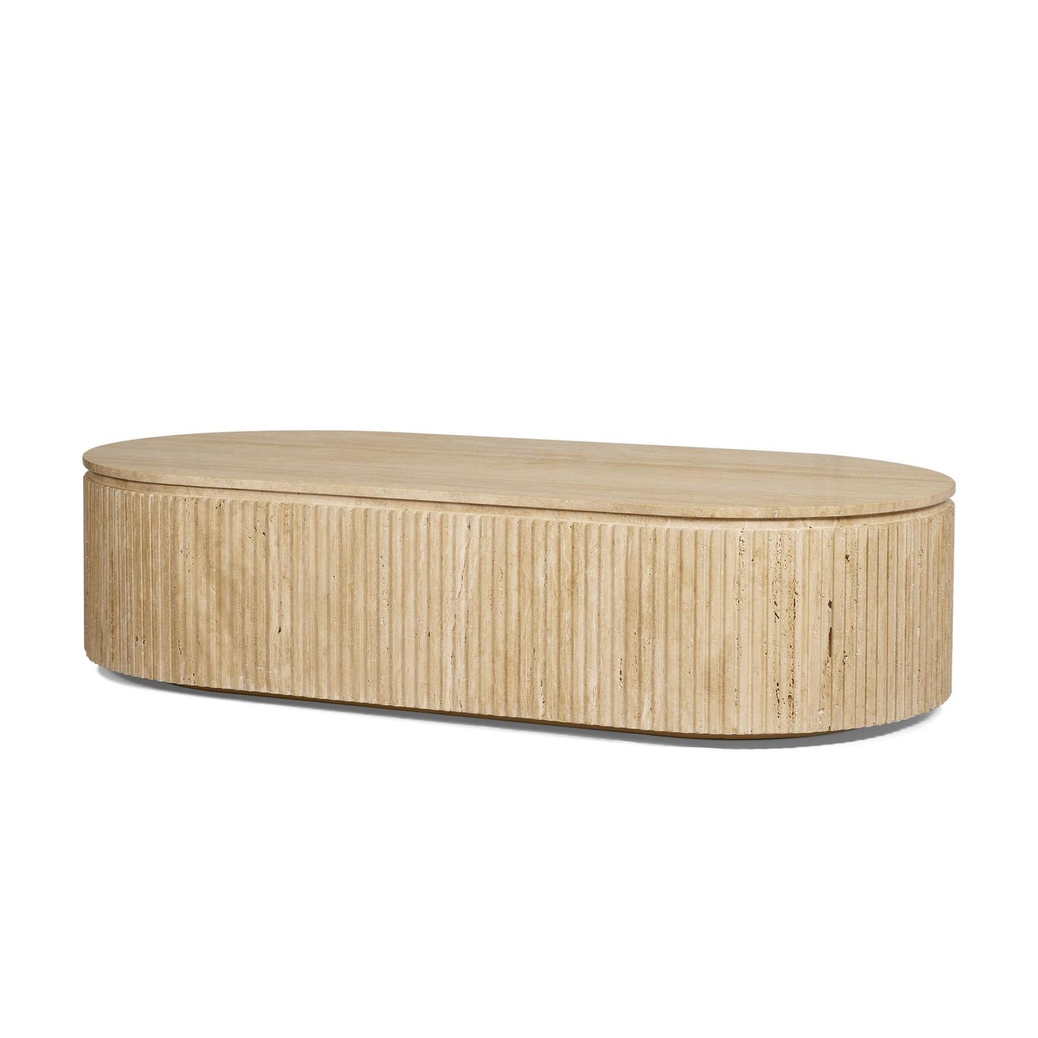 Mercana Elara Ribbed Oblong Travertine Coffee Table