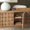 Mercana Trellyn Solid Wood Carved Woven Desk