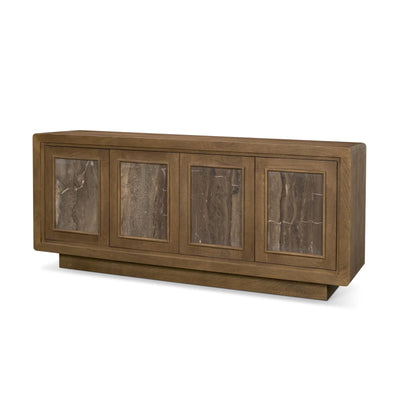 Mercana Valterra Wood w/ Cappuccino Marble 4 Door Sideboard