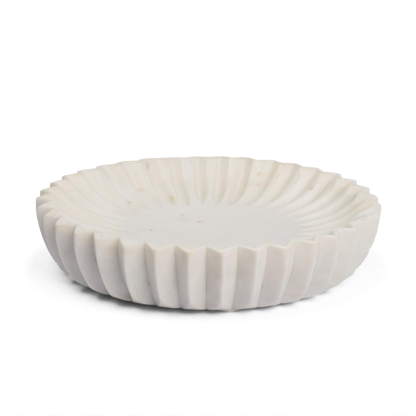 Mercana Fiora Marble Scalloped Decorative Bowl