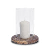 Mercana Bordo Red Marble w/ Glass Hurricane Candle Holder