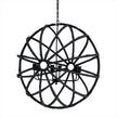 Mercana Ava Black Metal and Wooden Bead Six Bulb Chandelier Clearance