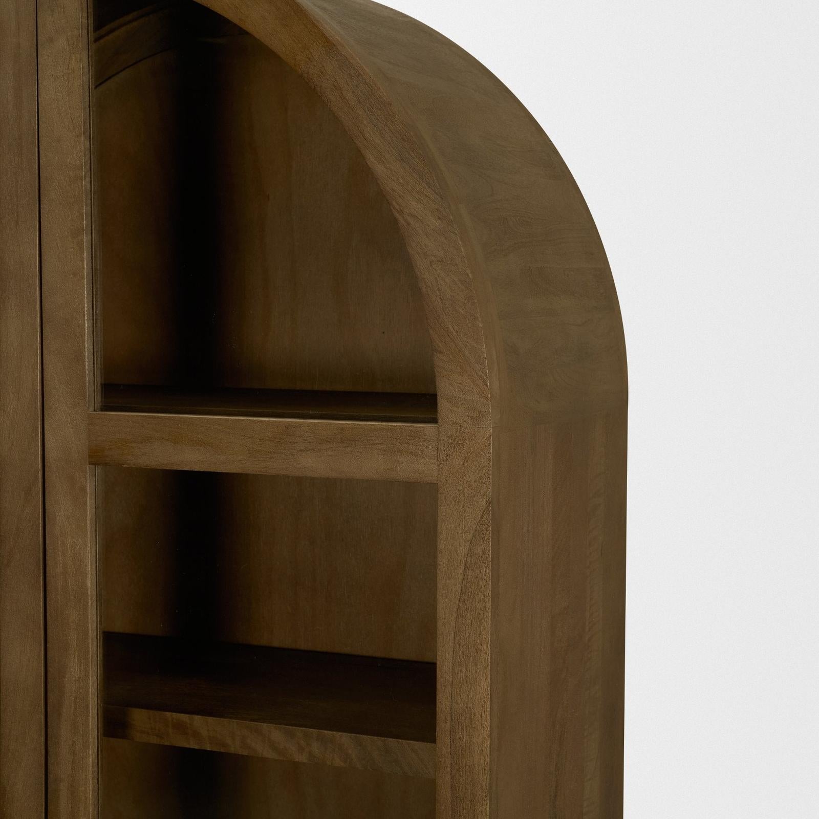 Mercana Suri Wood w/Glass Doors Arched Curio Cabinet