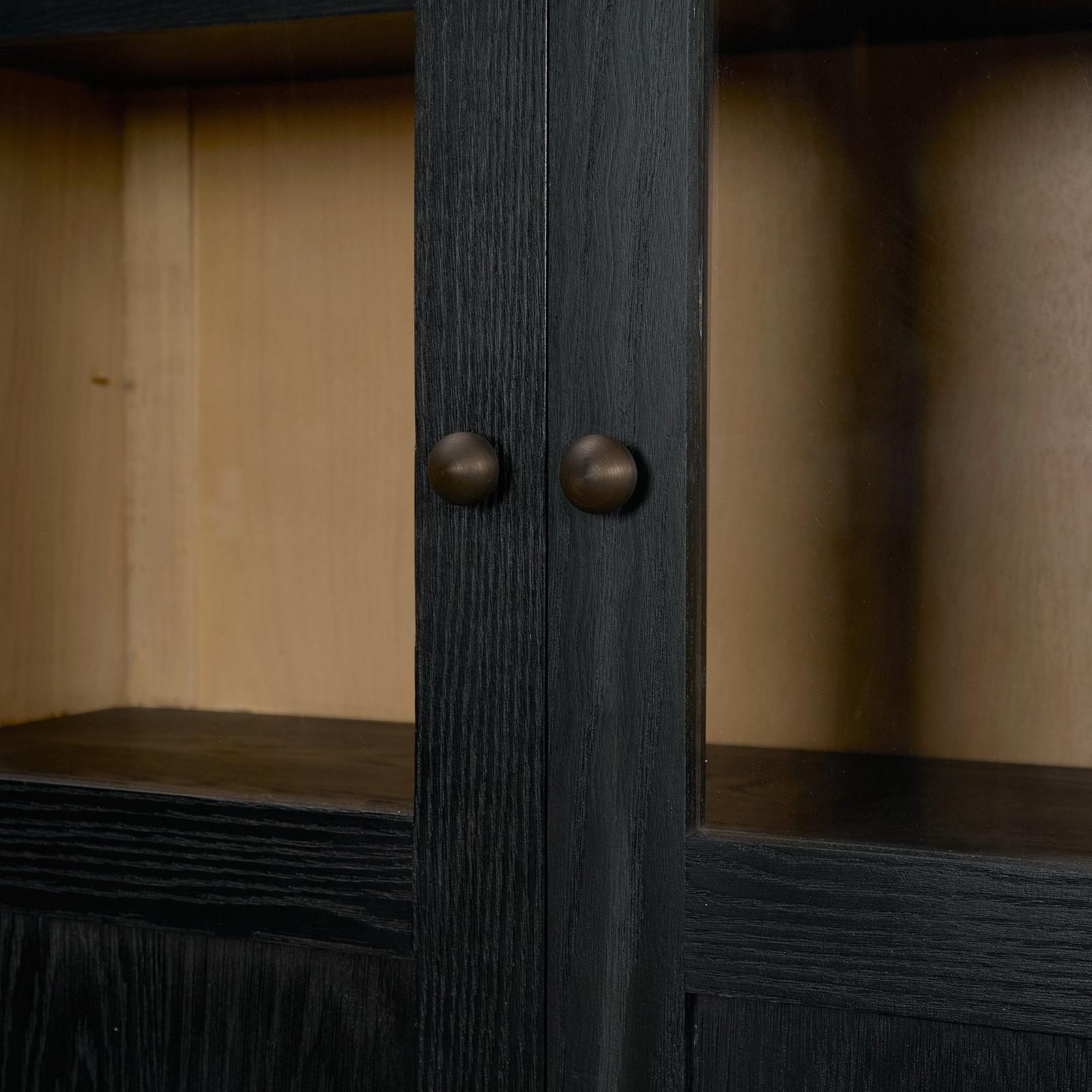 Mercana Henry Oak Wood w/ Glass Doors Curio Cabinet
