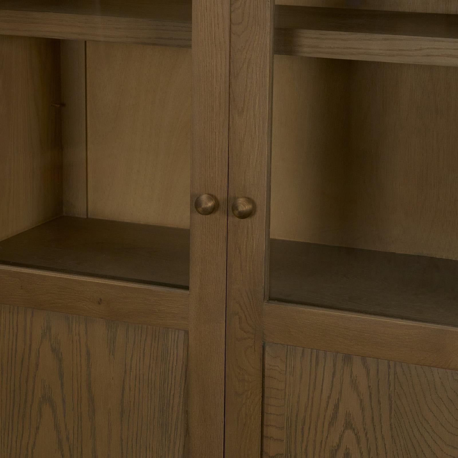 Mercana Henry Oak Wood w/ Glass Doors Curio Cabinet