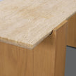 Mercana Milos Travertine Top Oak Wood Console Table