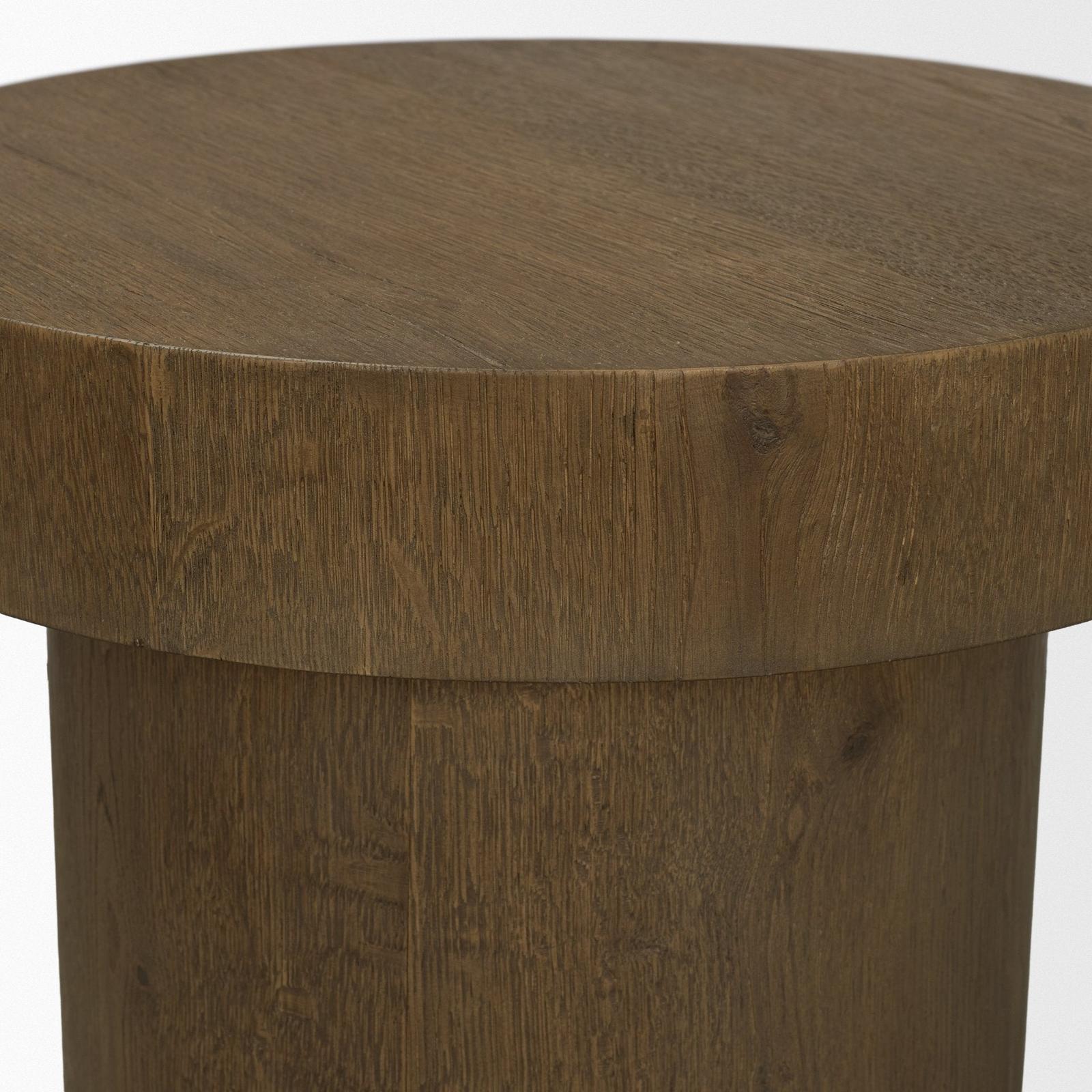 Mercana Lyonne Oak Wood Pedestal Side Tables