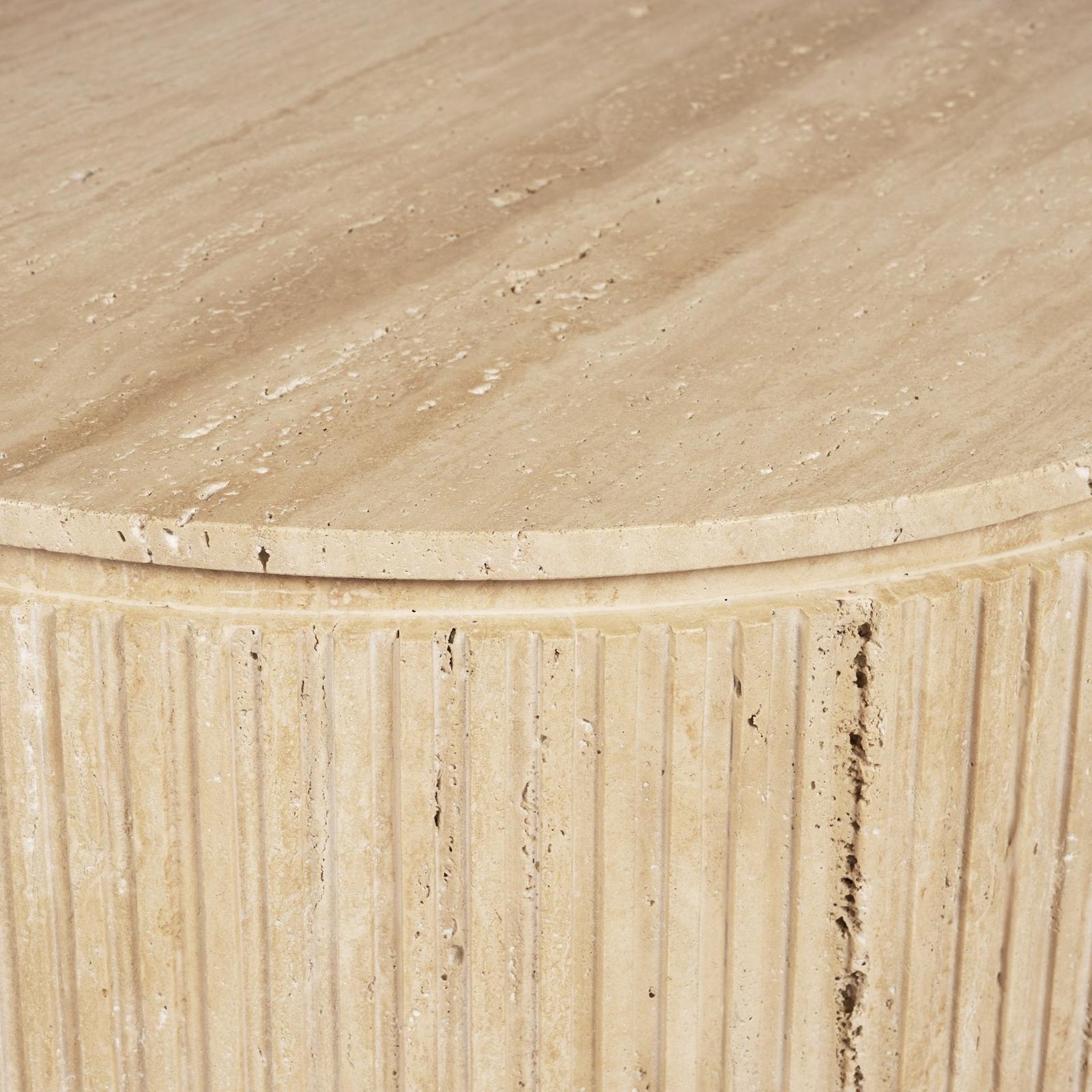 Mercana Elara Ribbed Oblong Travertine Coffee Table