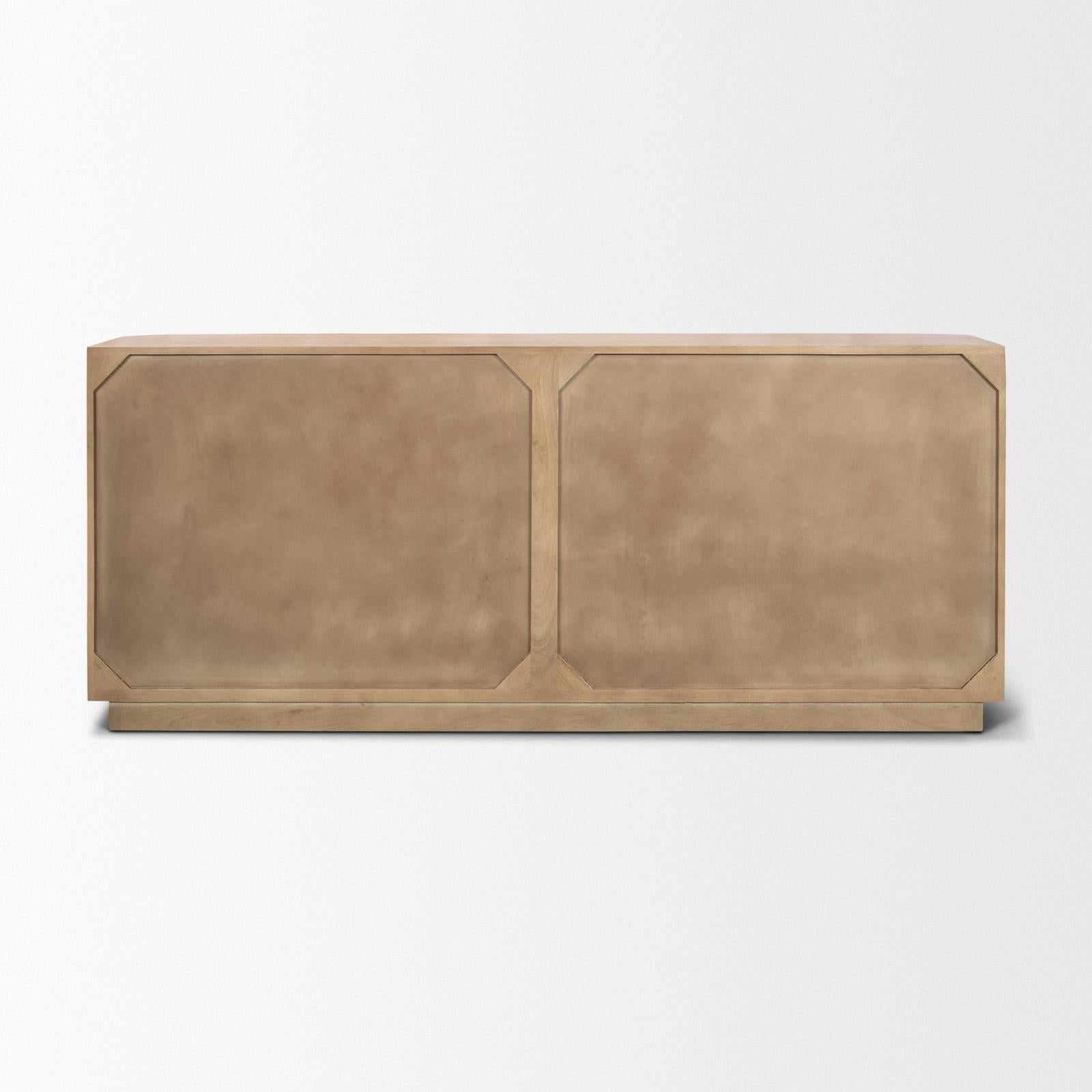 Mercana Serrin Solid Wood w/ Travertine 4 Door Closed Sideboard
