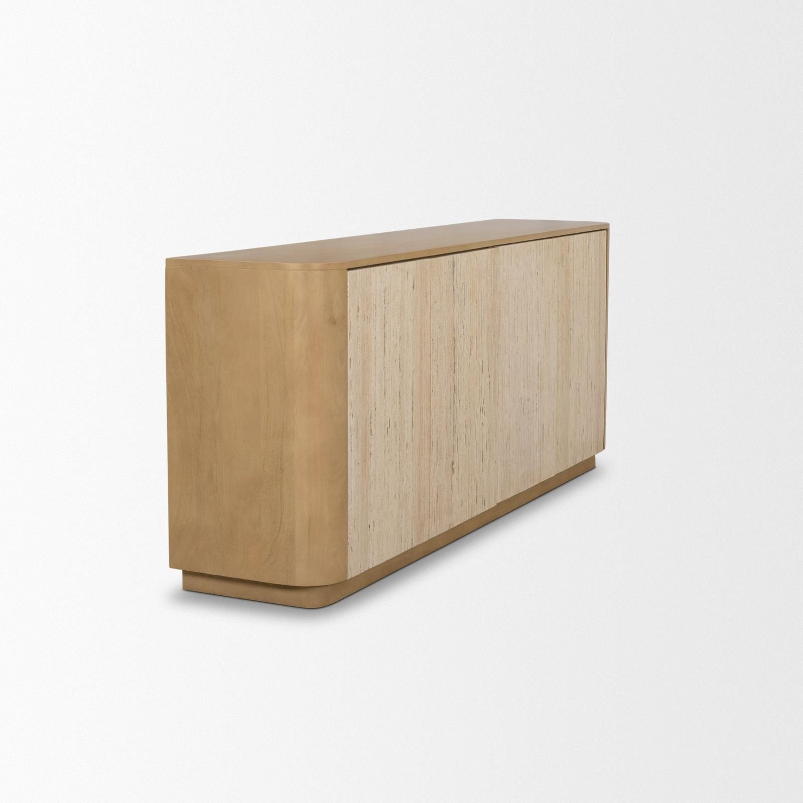 Mercana Serrin Solid Wood w/ Travertine 4 Door Closed Sideboard