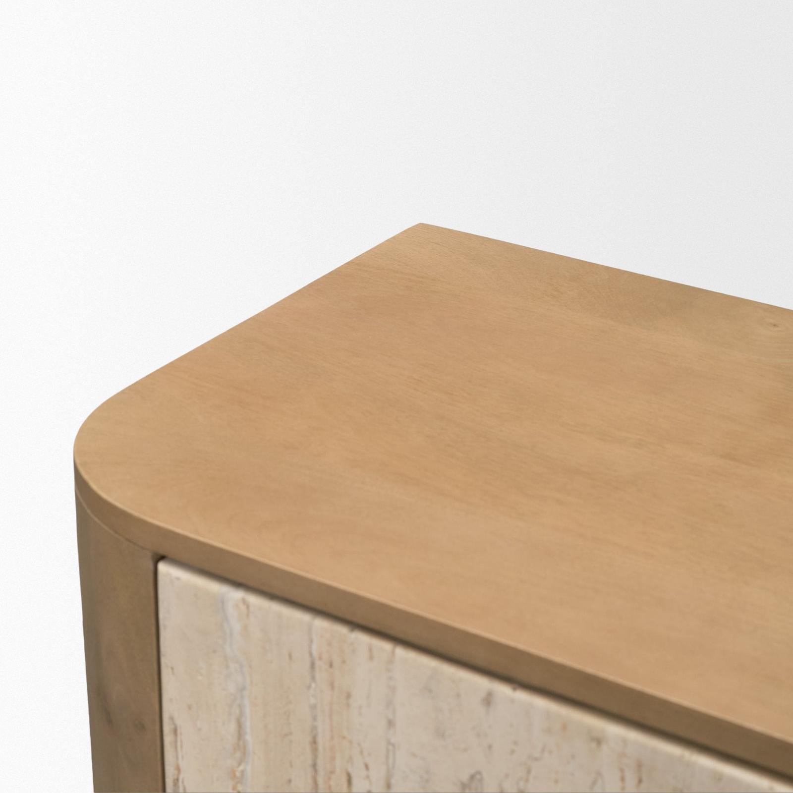Mercana Serrin Solid Wood w/ Travertine 4 Door Closed Sideboard