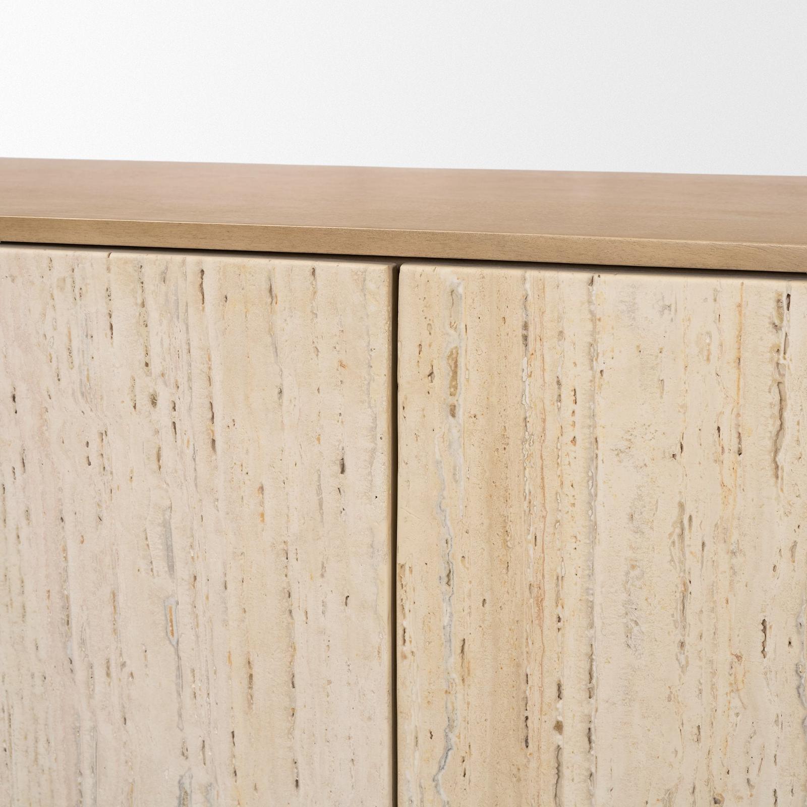 Mercana Serrin Solid Wood w/ Travertine 4 Door Closed Sideboard