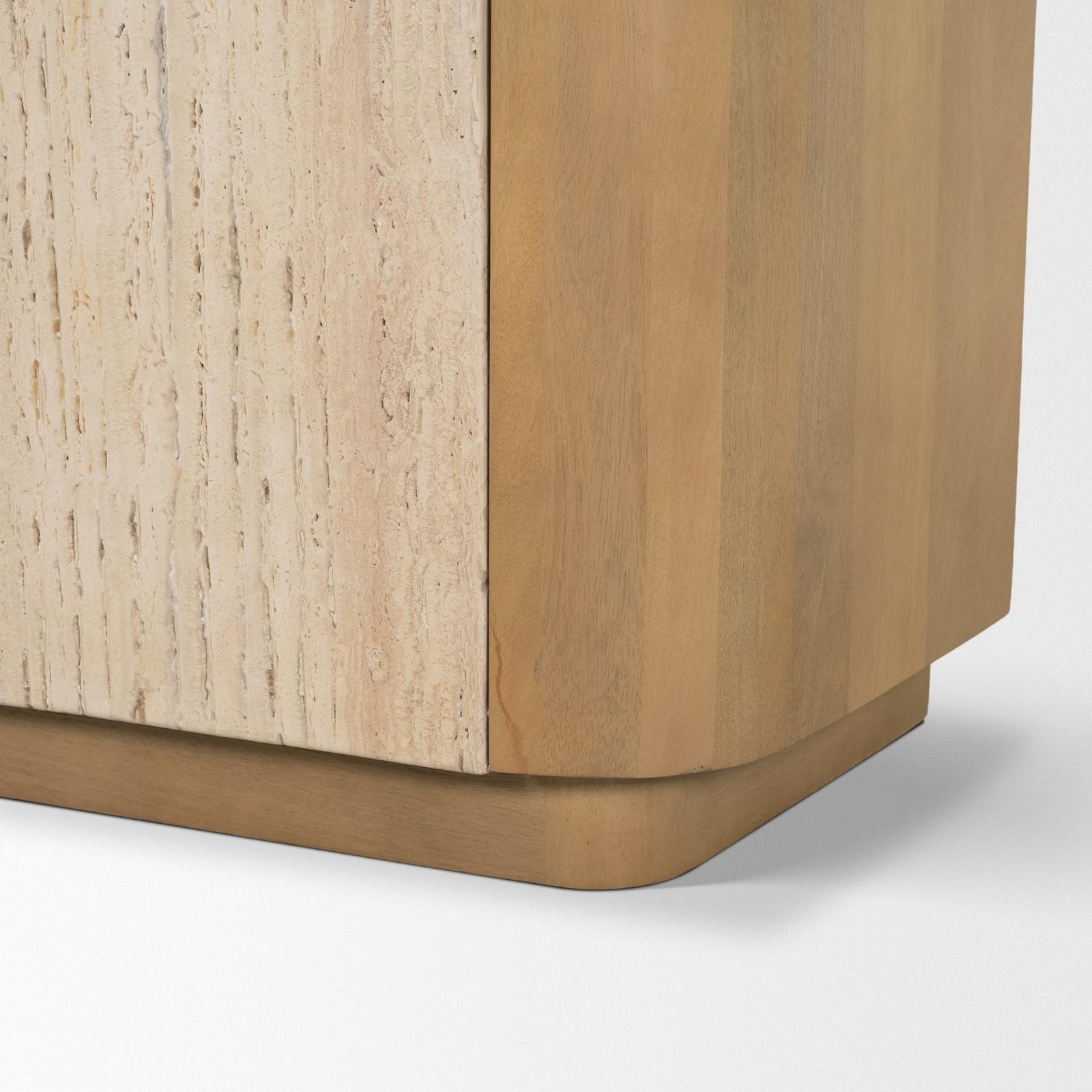 Mercana Serrin Solid Wood w/ Travertine 4 Door Closed Sideboard