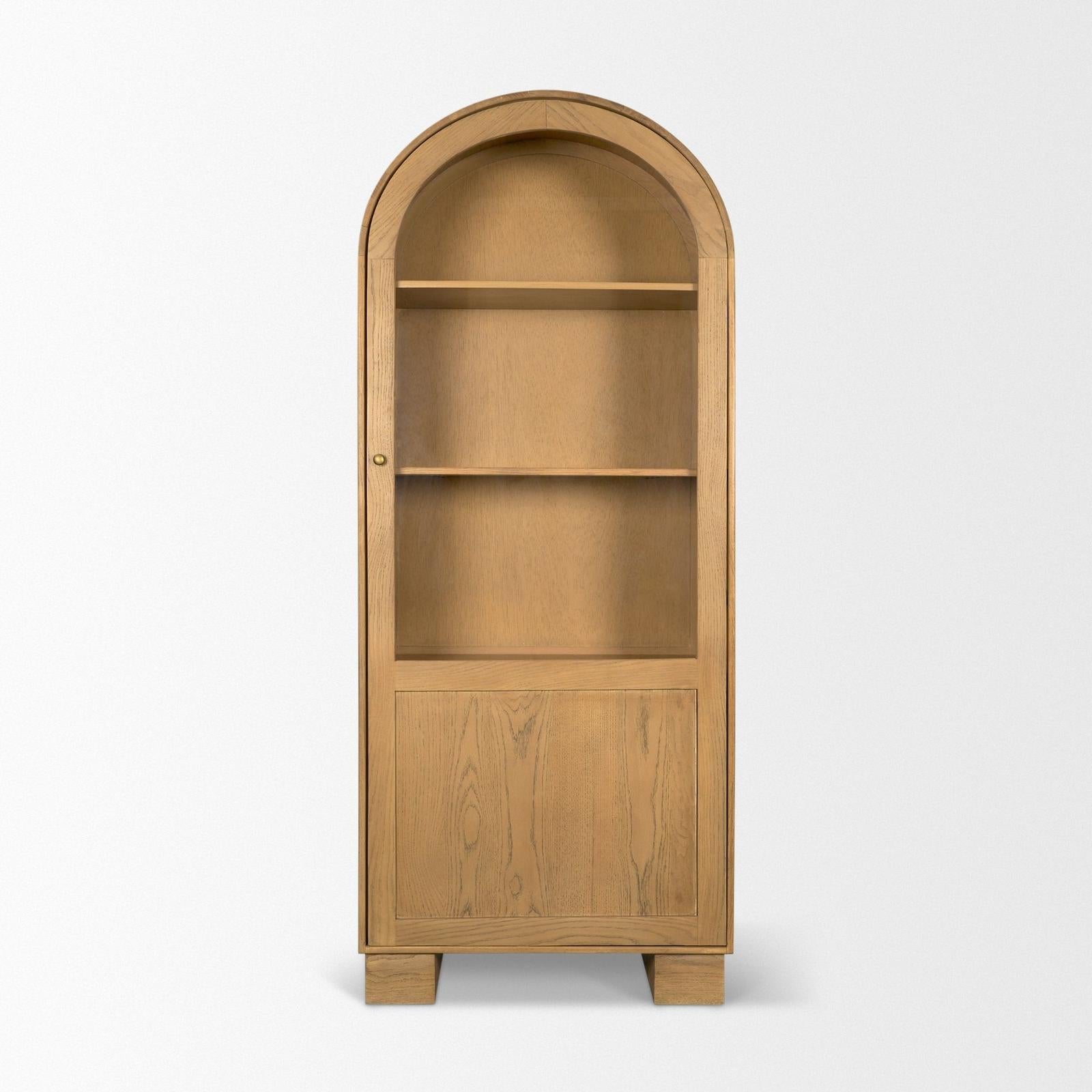 Mercana Hawthorne Solid Oak Wood w/ Glass Curio Cabinet