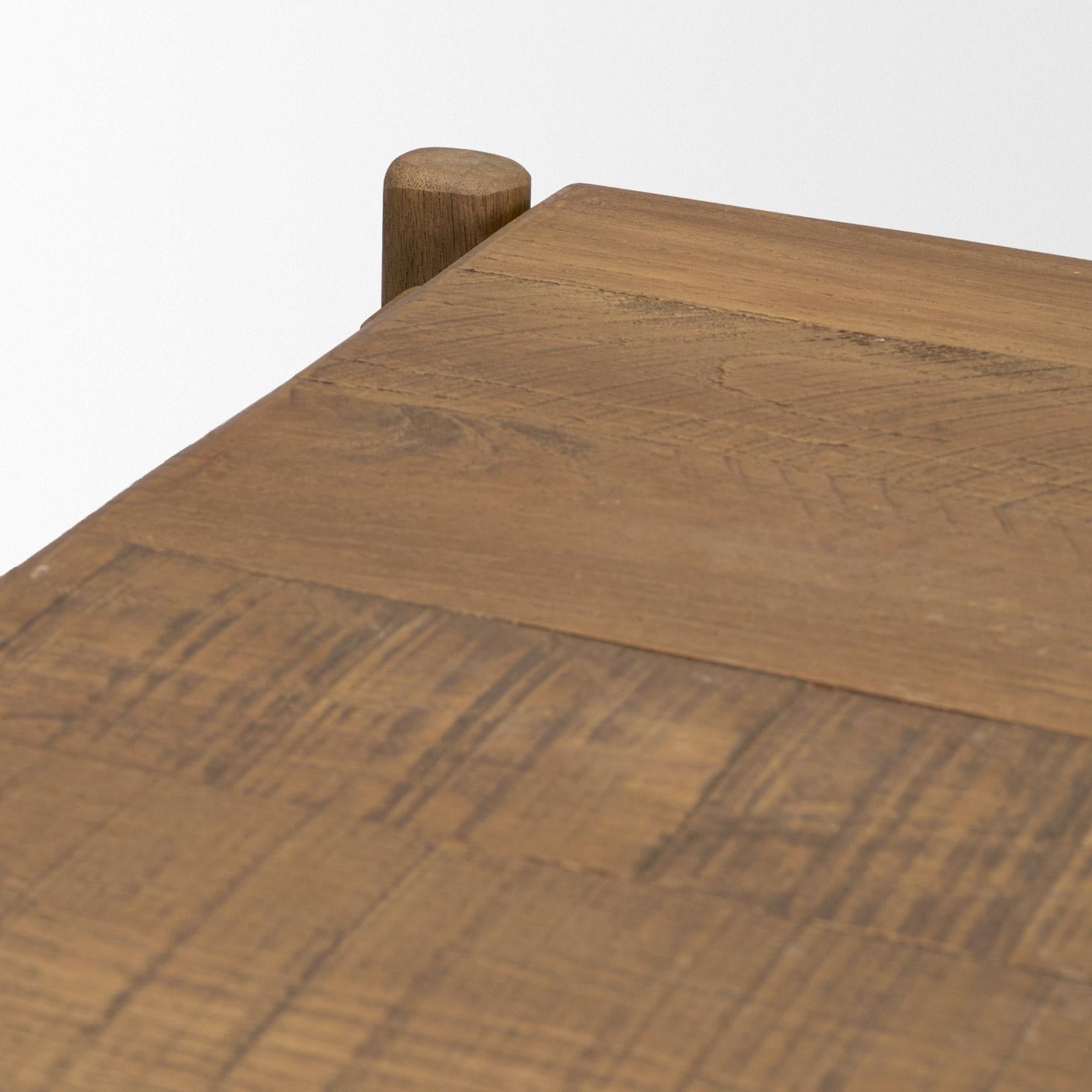 Mercana Riven Oak Wood Square Side Table